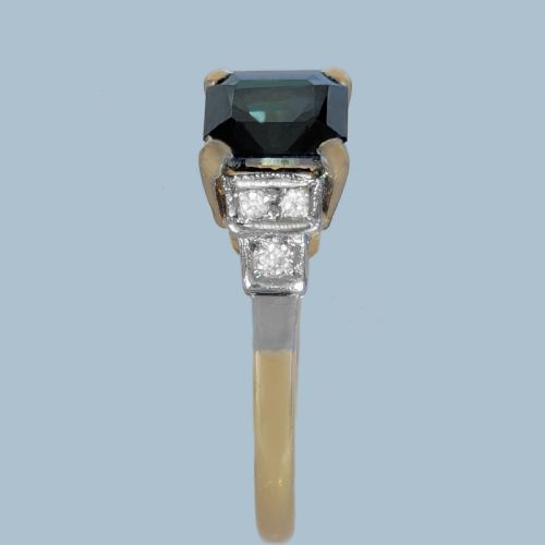 FINE ART DECO SAPPHIRE DIAMOND RING IN 18CT GOLD AND PLATINUM CIRCA 1920S - ADDITIONAL PHOTO 6