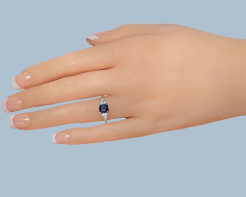FINE ART DECO SAPPHIRE DIAMOND RING IN 18CT GOLD AND PLATINUM CIRCA 1920S - ADDITIONAL PHOTO 9