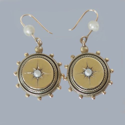 FINE VICTORIAN 15CT GOLD PEARL DROP EARRINGSCIRCA 1870 - ADDITIONAL PHOTO 2