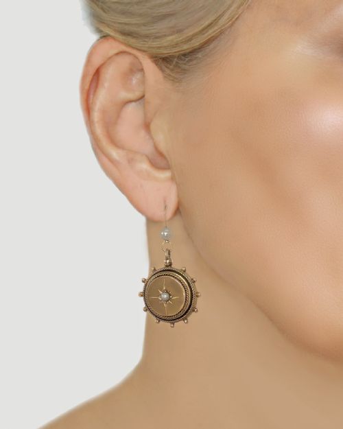 FINE VICTORIAN 15CT GOLD PEARL DROP EARRINGSCIRCA 1870 - ADDITIONAL PHOTO 4