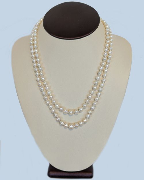 VINTAGE DOUBLE STRAND PEARL NECKLACE 9CT GOLD AMETHYST SPLIT PEARL CLASP - ADDITIONAL PHOTO 6