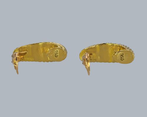 FRENCH VINTAGE BOUCHERON 18CT GOLD RIDGED HOOP EARRINGS CLIP ON DESIGN WITH ORIGINAL BOX - ADDITIONAL PHOTO 5