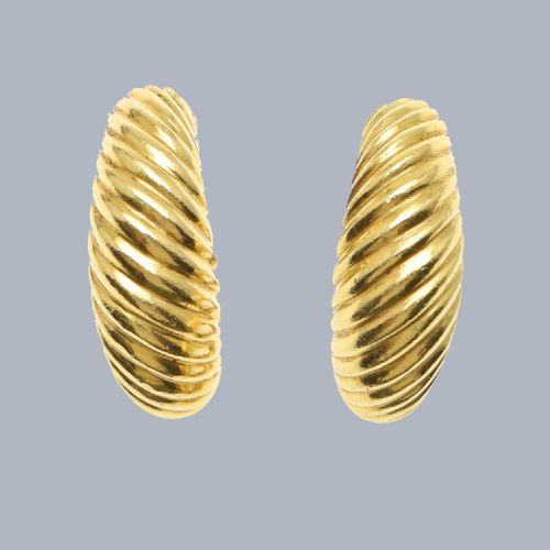 FRENCH VINTAGE BOUCHERON 18CT GOLD RIDGED HOOP EARRINGS CLIP ON DESIGN WITH ORIGINAL BOX - ADDITIONAL PHOTO 17