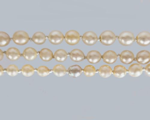 ART DECO TRIPLE STRAND PEARL NECKLACE ROSE CUT DIAMOND CLASP CERTIFIED - ADDITIONAL PHOTO 20
