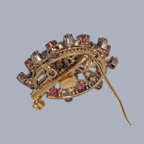VICTORIAN NATURAL UNTREATED RUBY AND DIAMOND BROOCH PENDANT WITH GEM REPORT - ADDITIONAL PHOTO 5