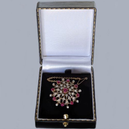 VICTORIAN NATURAL UNTREATED RUBY AND DIAMOND BROOCH PENDANT WITH GEM REPORT - ADDITIONAL PHOTO 8