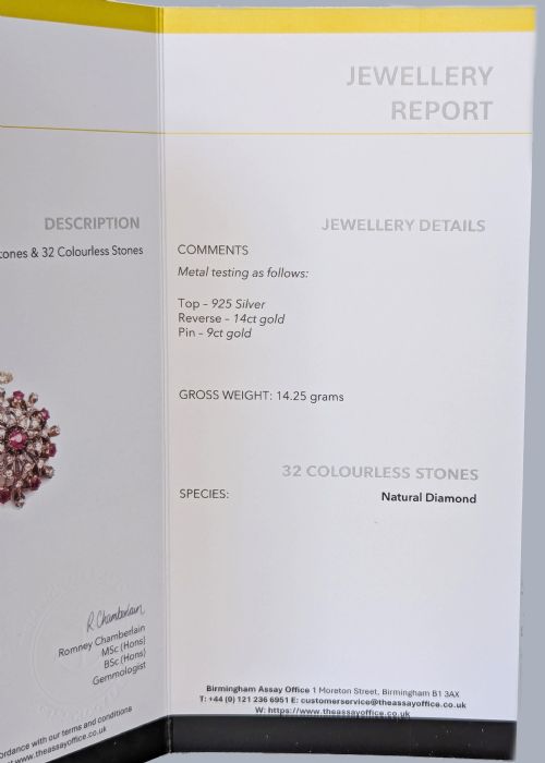 VICTORIAN NATURAL UNTREATED RUBY AND DIAMOND BROOCH PENDANT WITH GEM REPORT - ADDITIONAL PHOTO 10