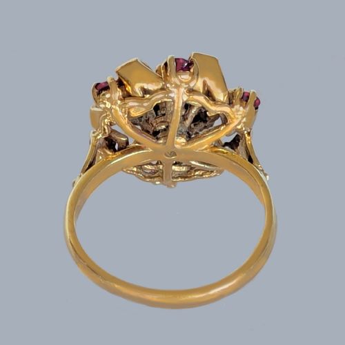 VINTAGE RUBY AND PEARL CLUSTER RING 9CT GOLD HALLMARKED 1962 - ADDITIONAL PHOTO 5