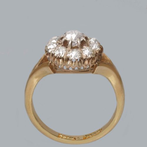 fig 1. Exquisite Antique Old Cut Diamond Cluster Ring in 18ct Gold, Edwardian ca 1910