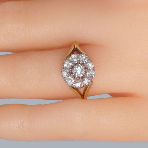 fig 2. Exquisite Antique Old Cut Diamond Cluster Ring in 18ct Gold, Edwardian ca 1910