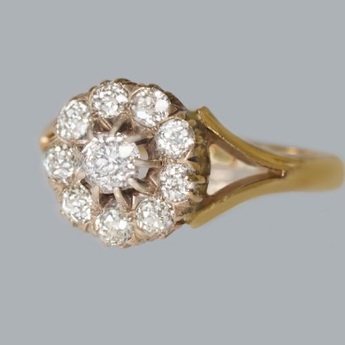 fig 4. Exquisite Antique Old Cut Diamond Cluster Ring in 18ct Gold, Edwardian ca 1910