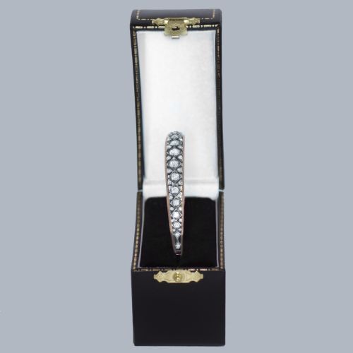VICTORIAN 22 OLD MINE CUT DIAMOND BANGLE IN 15CT GOLD AND SILVER ANTIQUE C1880 - ADDITIONAL PHOTO 5
