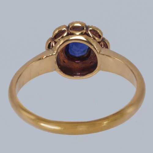 VICTORIAN SAPPHIRE AND SPLIT PEARL CLUSTER RING IN 18CT GOLD ANTIQUE CIRCA 1890 - ADDITIONAL PHOTO 5