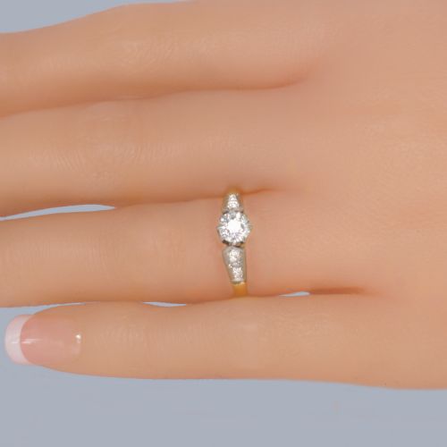 ANTIQUE OLD EUROPEAN CUT DIAMOND SOLITAIRE RING IN 18CT GOLD PLATINUM ART DECO PERIOD C1930 - ADDITIONAL PHOTO 1