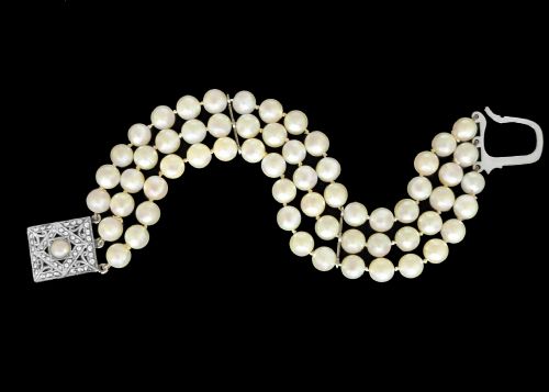 VINTAGE TRIPLE STRAND CULTURED PEARL BRACELET WITH STERLING SILVER MARCASITE CLASP AND ORIGINAL BOX - ADDITIONAL PHOTO 7