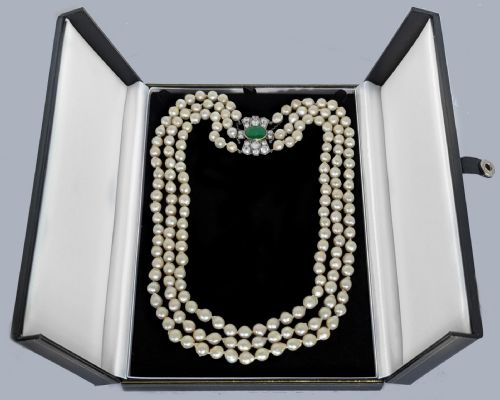 1920S TRIPLE STRAND PEARL NECKLACE WITH ART DECO JADEITE CLASP WITH BIRMINGHAM ASSAY OFFICE GEM REPORT - ADDITIONAL PHOTO 5