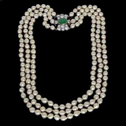 1920S TRIPLE STRAND PEARL NECKLACE WITH ART DECO JADEITE CLASP WITH BIRMINGHAM ASSAY OFFICE GEM REPORT - ADDITIONAL PHOTO 13