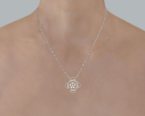 ANTIQUE PLATINUM DIAMOND AND PEARL NECKLACE 15CT GOLD EDWARDIAN CIRCA 1910 ART NOUVEAU - ADDITIONAL PHOTO 7