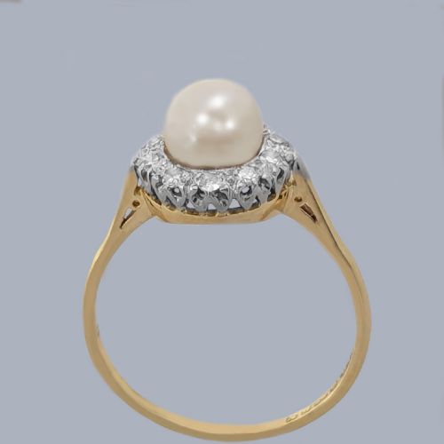 1960S PEARL AND DIAMOND CLUSTER RING 18CT GOLD HALLMARKED BIRMINGHAM 1962 - ADDITIONAL PHOTO 3