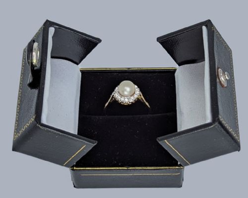 1960S PEARL AND DIAMOND CLUSTER RING 18CT GOLD HALLMARKED BIRMINGHAM 1962 - ADDITIONAL PHOTO 7