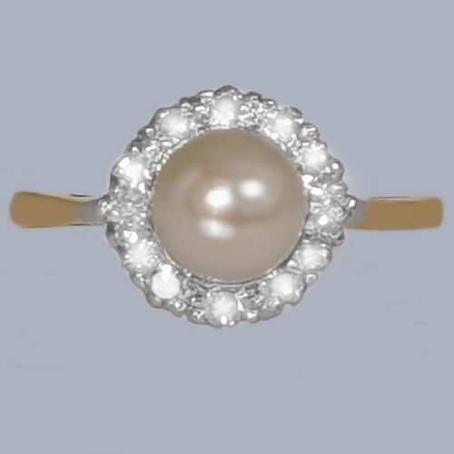 1960S PEARL AND DIAMOND CLUSTER RING 18CT GOLD HALLMARKED BIRMINGHAM 1962 - ADDITIONAL PHOTO 8