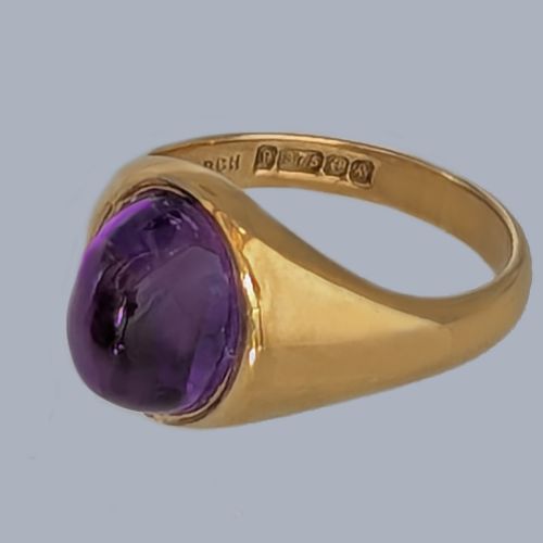 VINTAGE CABOCHON AMETHYST RING IN SUBSTANTIAL 9CT GOLD 78G HALLMARKED 1966 SIZE T 12 - ADDITIONAL PHOTO 1