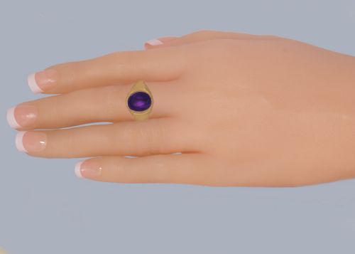 VINTAGE CABOCHON AMETHYST RING IN SUBSTANTIAL 9CT GOLD 78G HALLMARKED 1966 SIZE T 12 - ADDITIONAL PHOTO 2