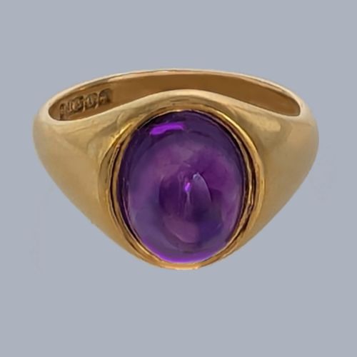VINTAGE CABOCHON AMETHYST RING IN SUBSTANTIAL 9CT GOLD 78G HALLMARKED 1966 SIZE T 12 - ADDITIONAL PHOTO 3