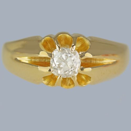 Antique Solitaire Ring – 0.50ct Old European Cut Diamond Engagement Ring, 18ct Gold, Birmingham 1919