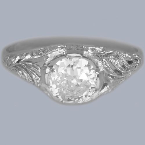 Edwardian 1.00ct Old Cut Diamond Solitaire Ring – Antique Platinum C.1915 Engagement Ring