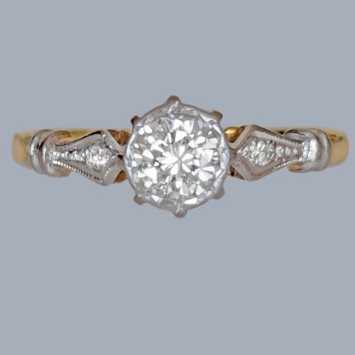1920s Diamond Solitaire Ring in 18ct Gold and Platinum