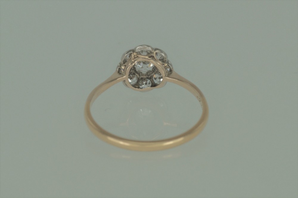 18ct Gold Cluster Ring Old Cut Diamond Art Deco Target / Daisy Ring circa 1920 View XI