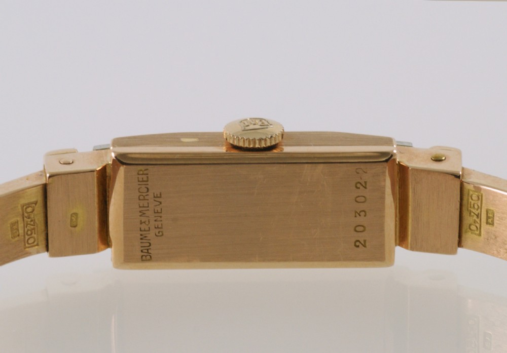 Art Deco Baume & Mercier 18ct Gold Diamond & Ruby Vintage Bangle Watch 1940's View VII