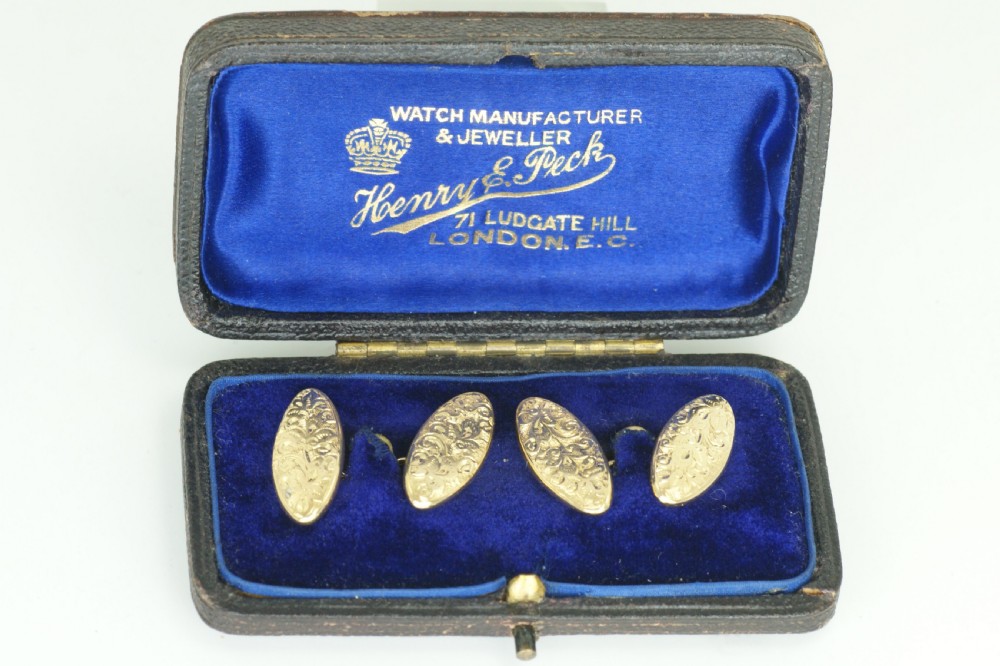 Victorian 18ct Gold Hallmarked Birmingham 1900 Antique Cuff links in Original Box