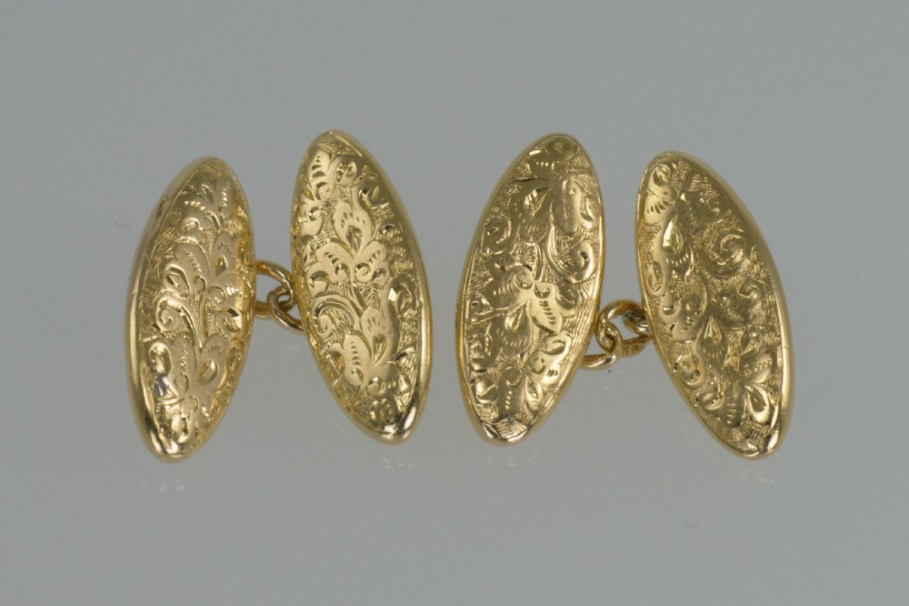 Victorian 18ct Gold Hallmarked Birmingham 1900 Antique Cuff links in Original Box View II