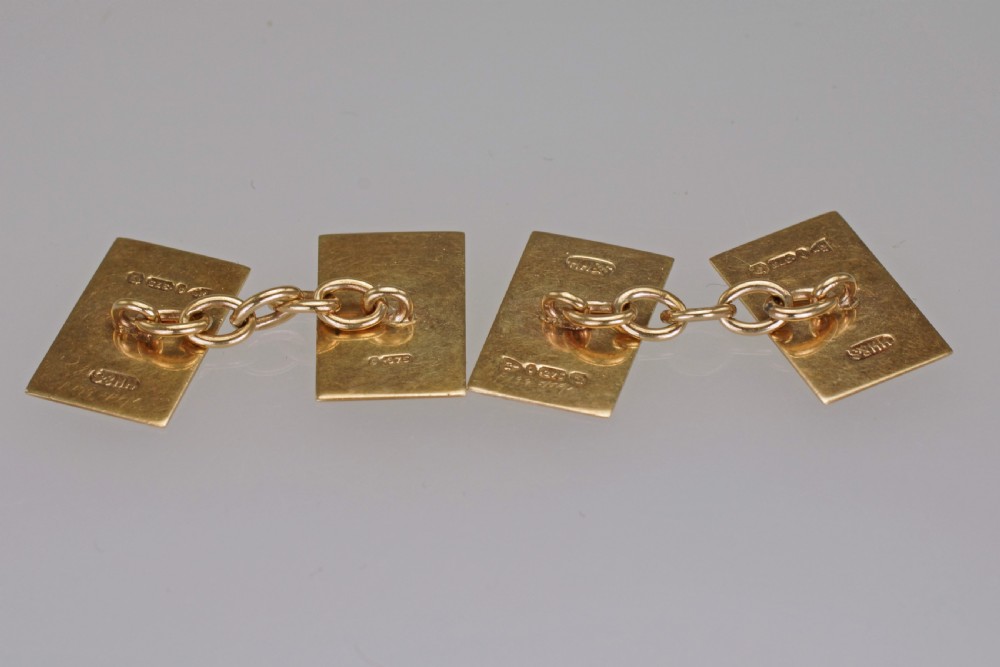 Art Deco Cufflinks  9ct Gold Hallmarked Chester 1939 Solid Engine Turned Vintage Cuff Links View III