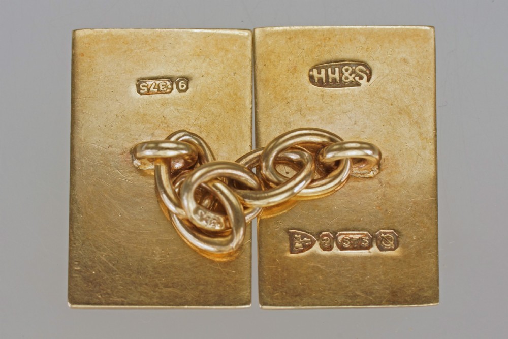 Art Deco Cufflinks  9ct Gold Hallmarked Chester 1939 Solid Engine Turned Vintage Cuff Links View VI