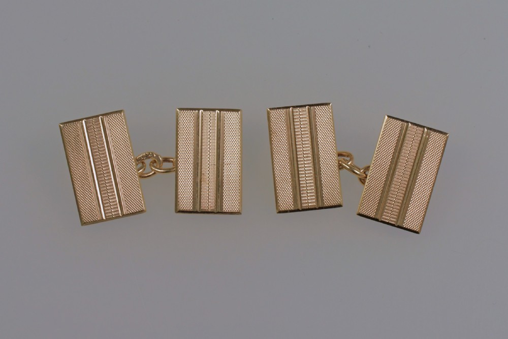 Art Deco Cufflinks  9ct Gold Hallmarked Chester 1939 Solid Engine Turned Vintage Cuff Links View IX