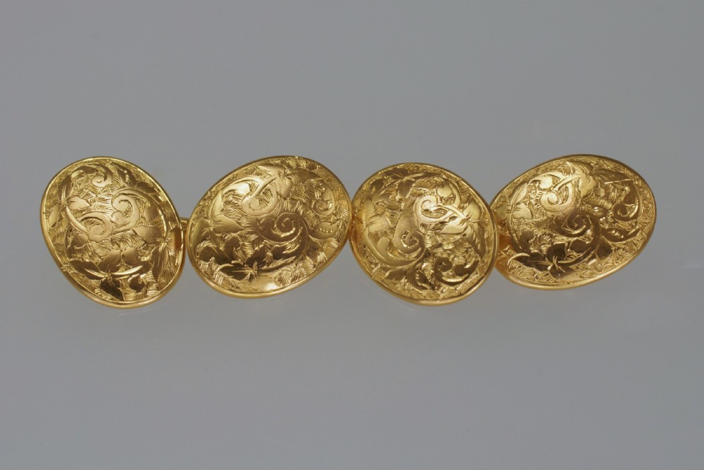 Victorian 18ct Gold Cuff Links Hallmarked Birmingham 1871 Antique Foliate Cufflinks View III