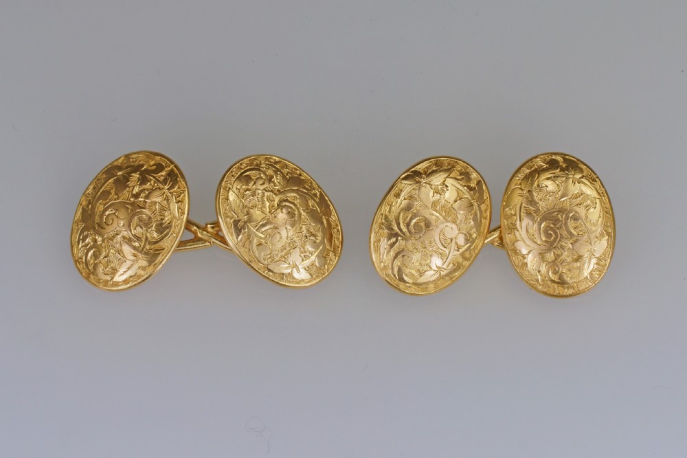 Victorian 18ct Gold Cuff Links Hallmarked Birmingham 1871 Antique Foliate Cufflinks View V