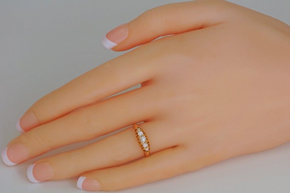 Antique Old European Cut Diamond 18ct Gold 5 Stone Edwardian Ring Chester 1905 View II