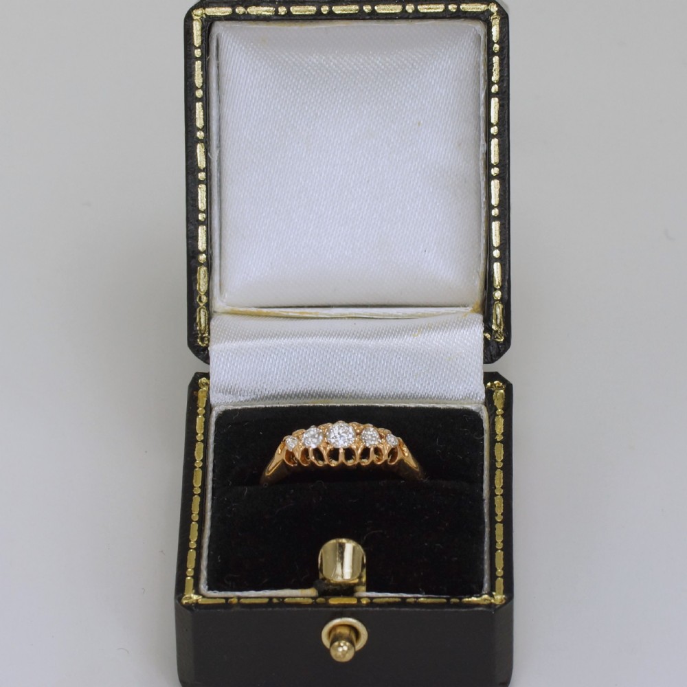 Antique Old European Cut Diamond 18ct Gold 5 Stone Edwardian Ring Chester 1905 View IX