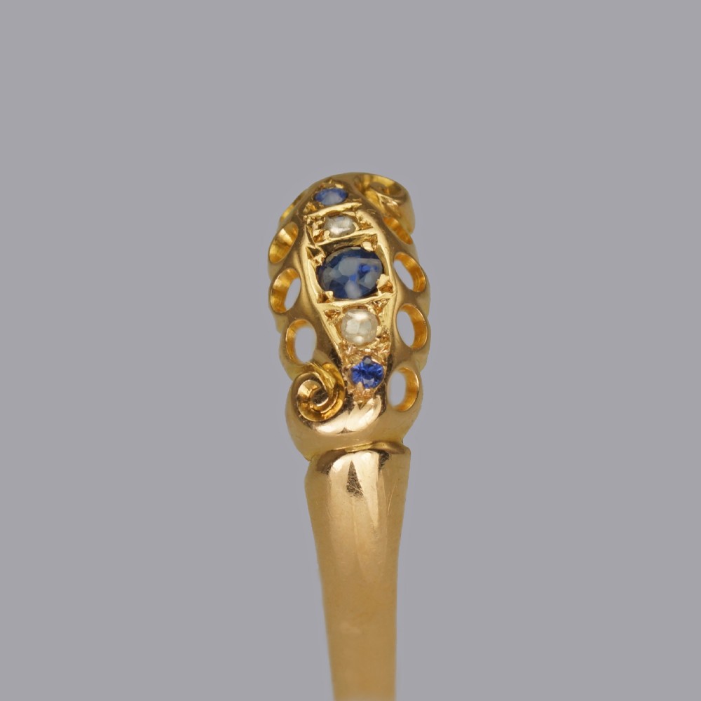 Antique 18ct Gold Sapphire & Rose Cut Diamond Ring Hallmarked Birmingham 1911 View XI