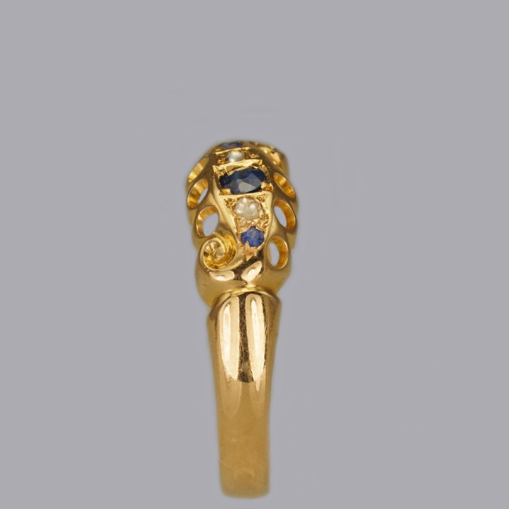 Antique 18ct Gold Sapphire & Rose Cut Diamond Ring Hallmarked Birmingham 1911 View XII