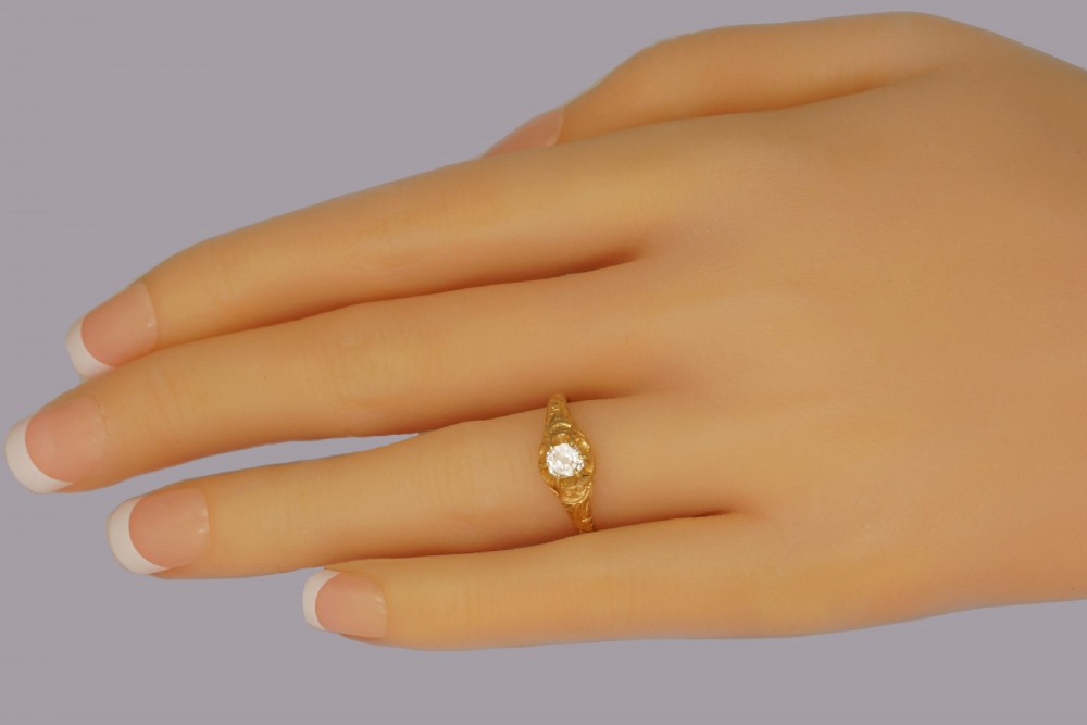 Antique 18ct Gold 0.40ct Old Cut Diamond Solitaire Victorian Ring with Certificate View III