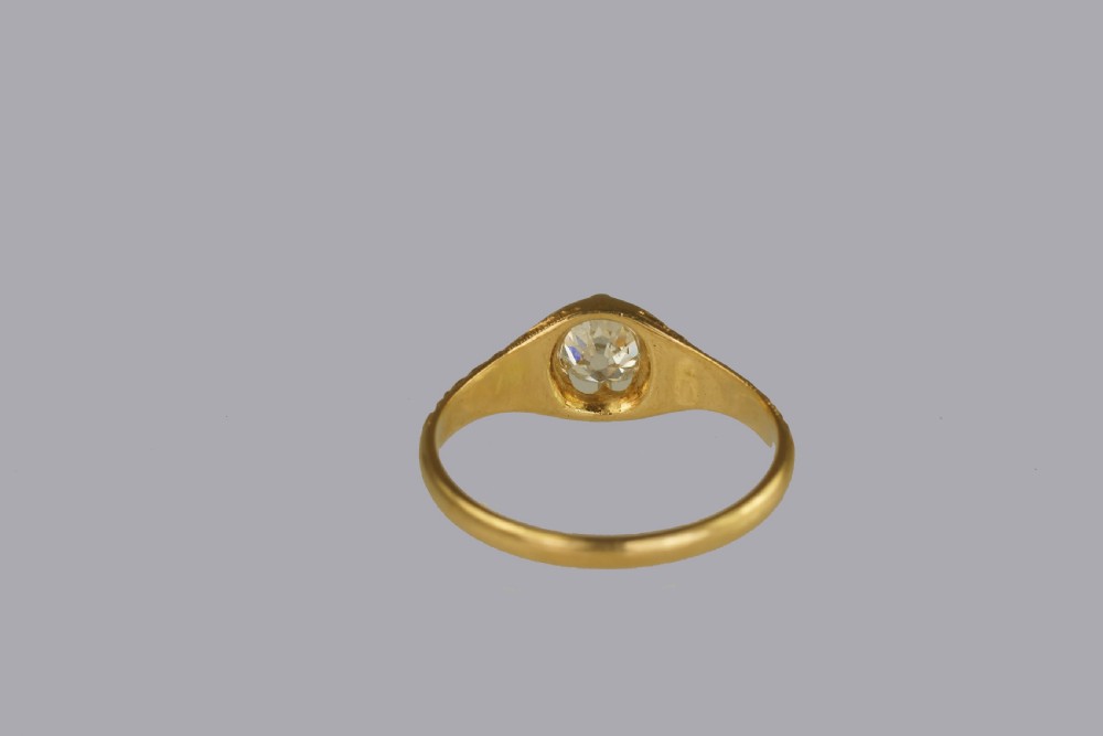 Antique 18ct Gold 0.40ct Old Cut Diamond Solitaire Victorian Ring with Certificate View VIII