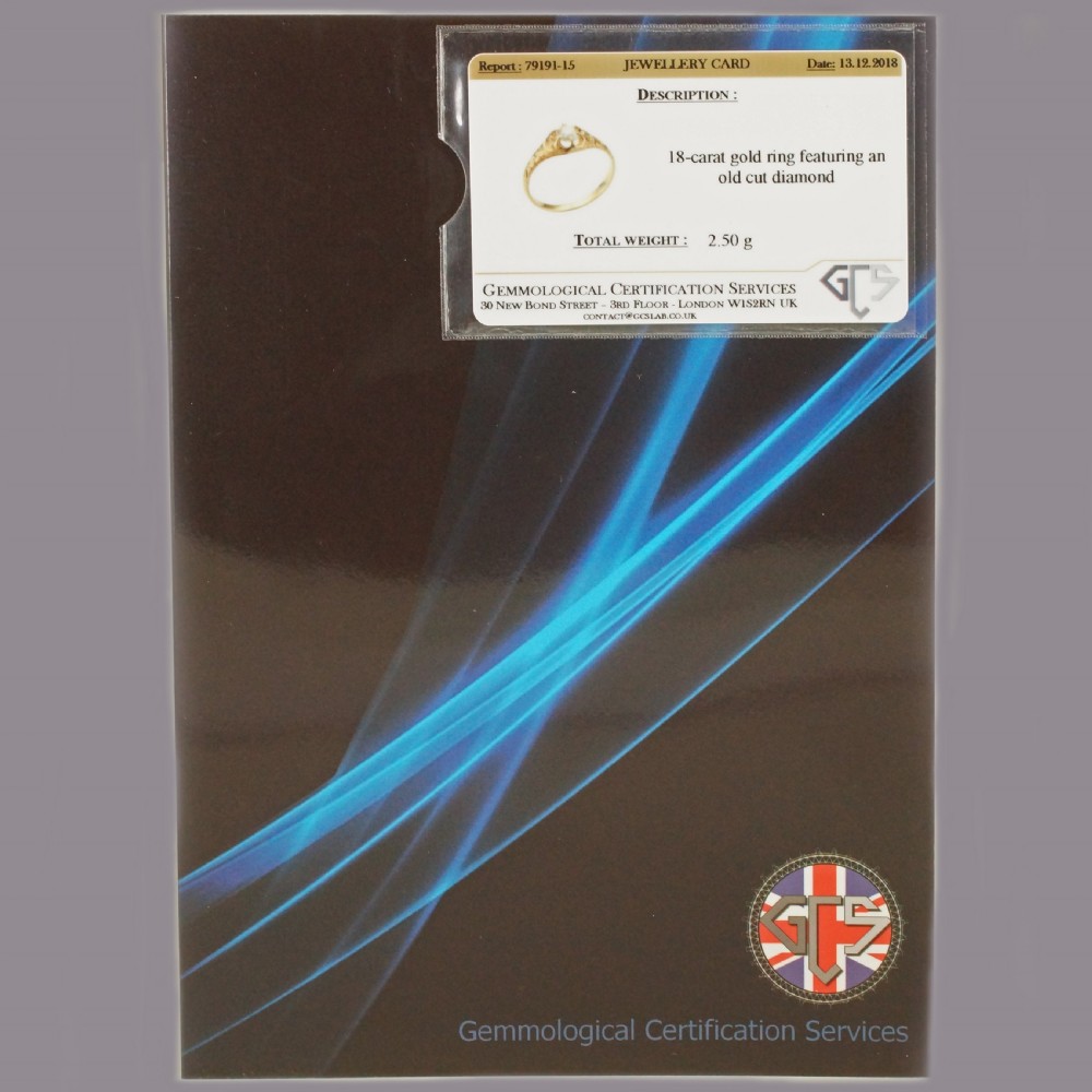 Antique 18ct Gold 0.40ct Old Cut Diamond Solitaire Victorian Ring with Certificate View X