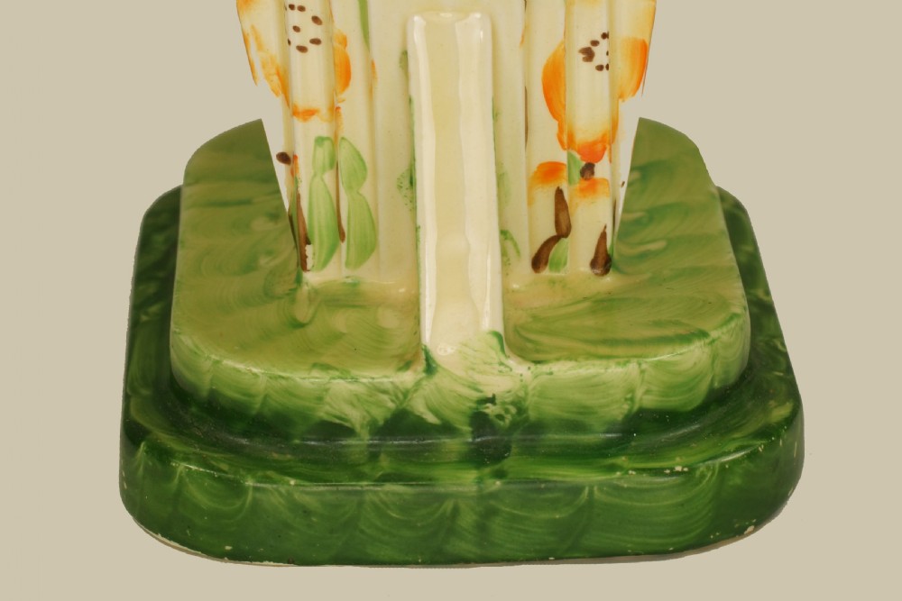 Myott Son & Co Art Deco Pyramid Vase Rare Hand Painted Poppy Design Fan Vase View XVII