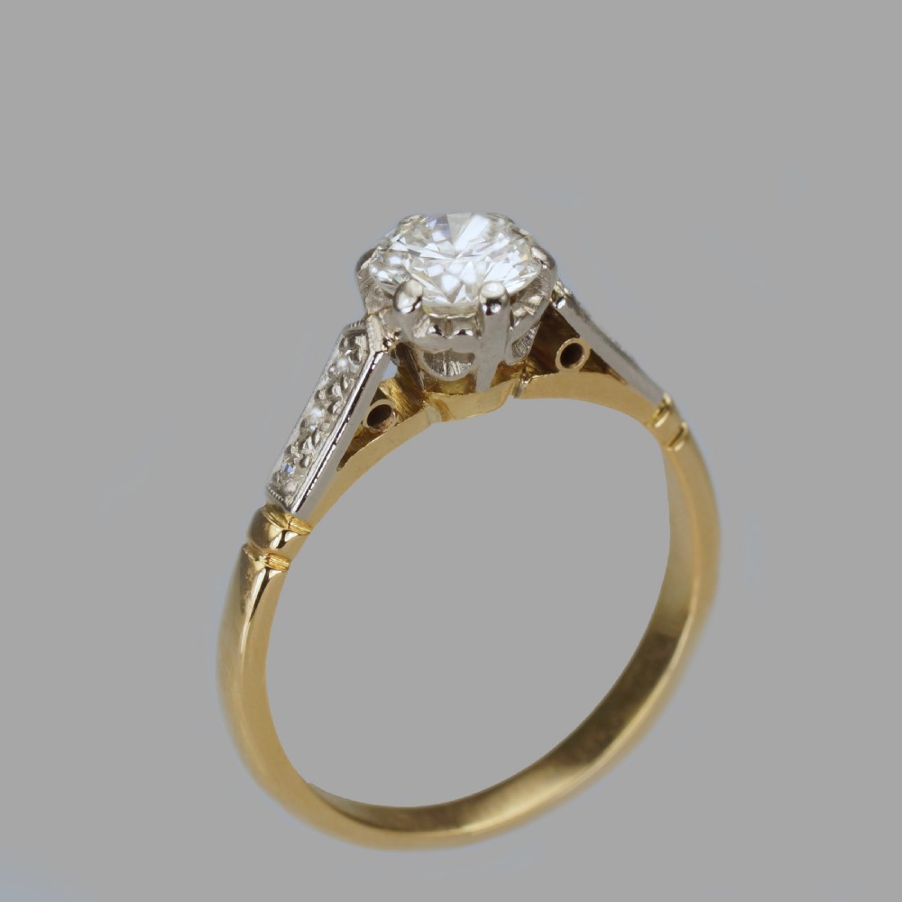 Vintage 0.65ct Diamond Solitaire 18ct Gold Single Stone 1920's Engagemet Ring  View VIII