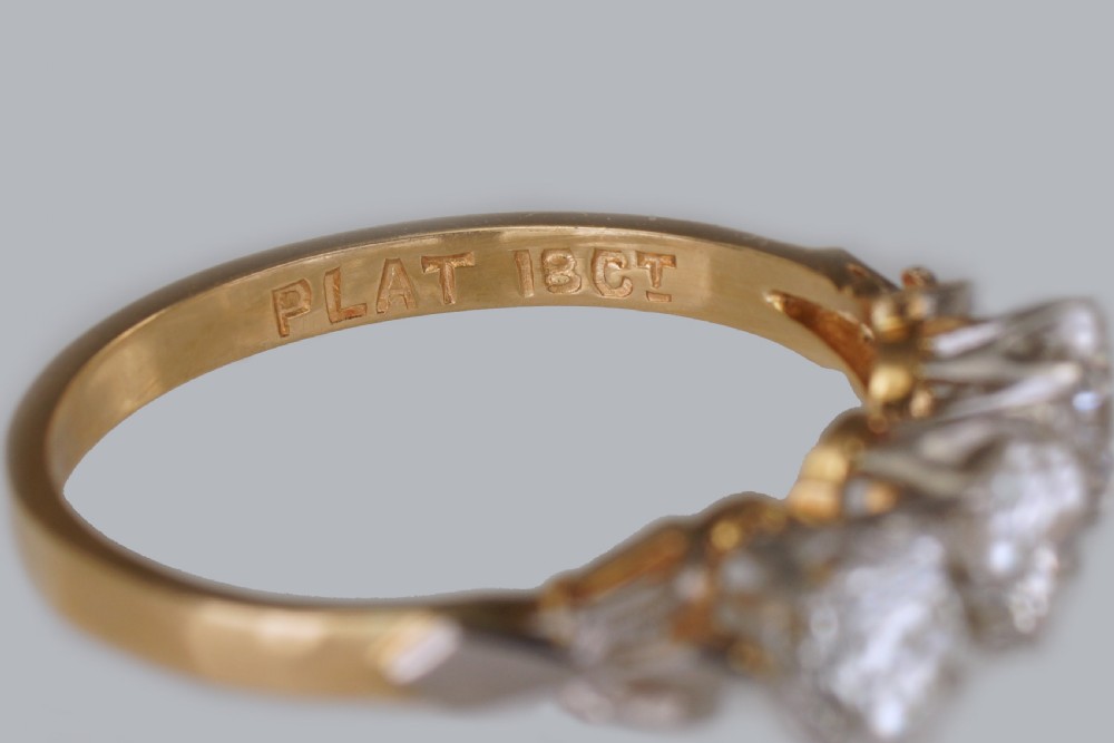 Antique 1.00ct Diamond 18ct Gold Edwardian Trilogy Engagemet Ring Vintage ca1910 View XII